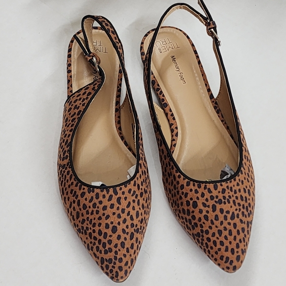 Time and Tru Shoes - Time and Tru Brown Leopard Slingback Flats.new Condition